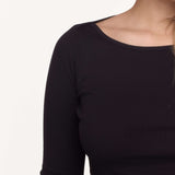 The Rina Extra Long Sleeve: Black Cotton Jersey