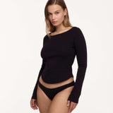 The Rina Extra Long Sleeve: Black Cotton Jersey