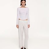 The Rina Extra Long Sleeve: White Cotton Jersey