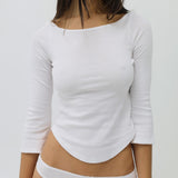 The Rina Long Sleeve: White Cotton Jersey