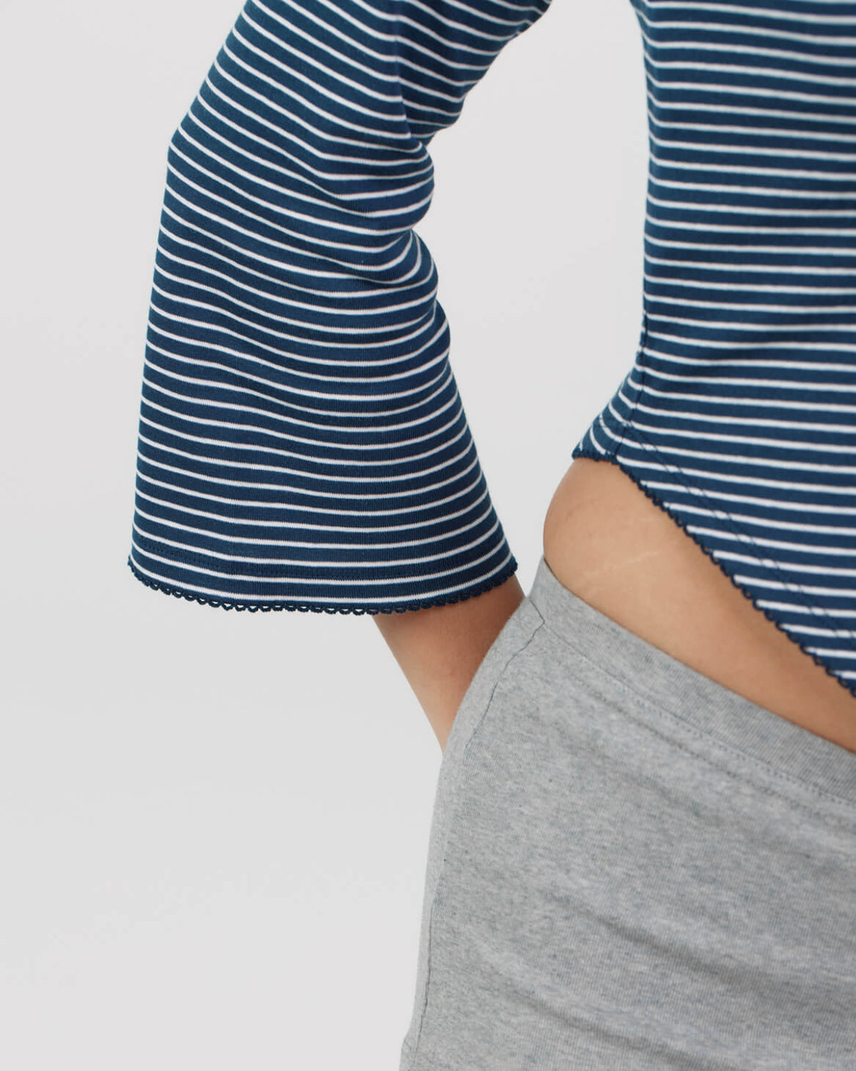 The Rina Long Sleeve: Navy French Stripe Cotton Jersey – Cou Cou