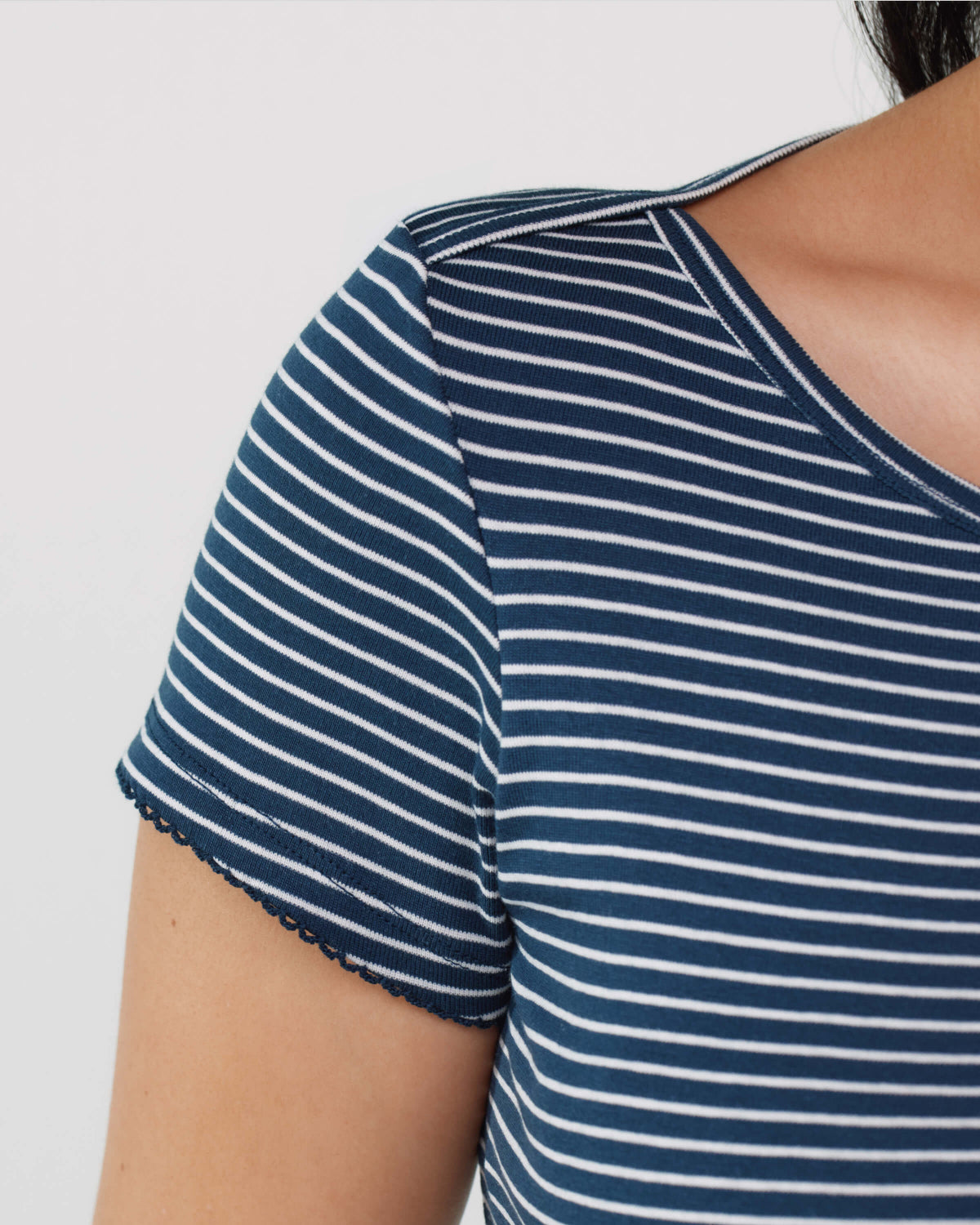 The Rina Tee: Navy French Stripe Cotton Jersey – Cou Cou Intimates