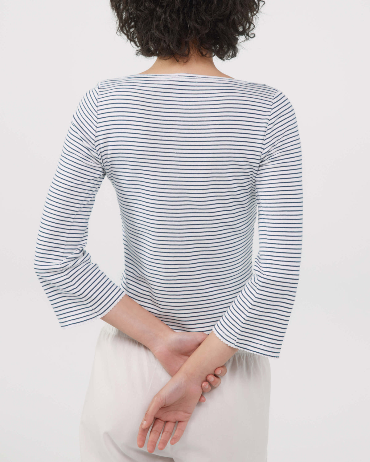 The Rina Long Sleeve: White French Stripe Cotton Jersey – Cou Cou
