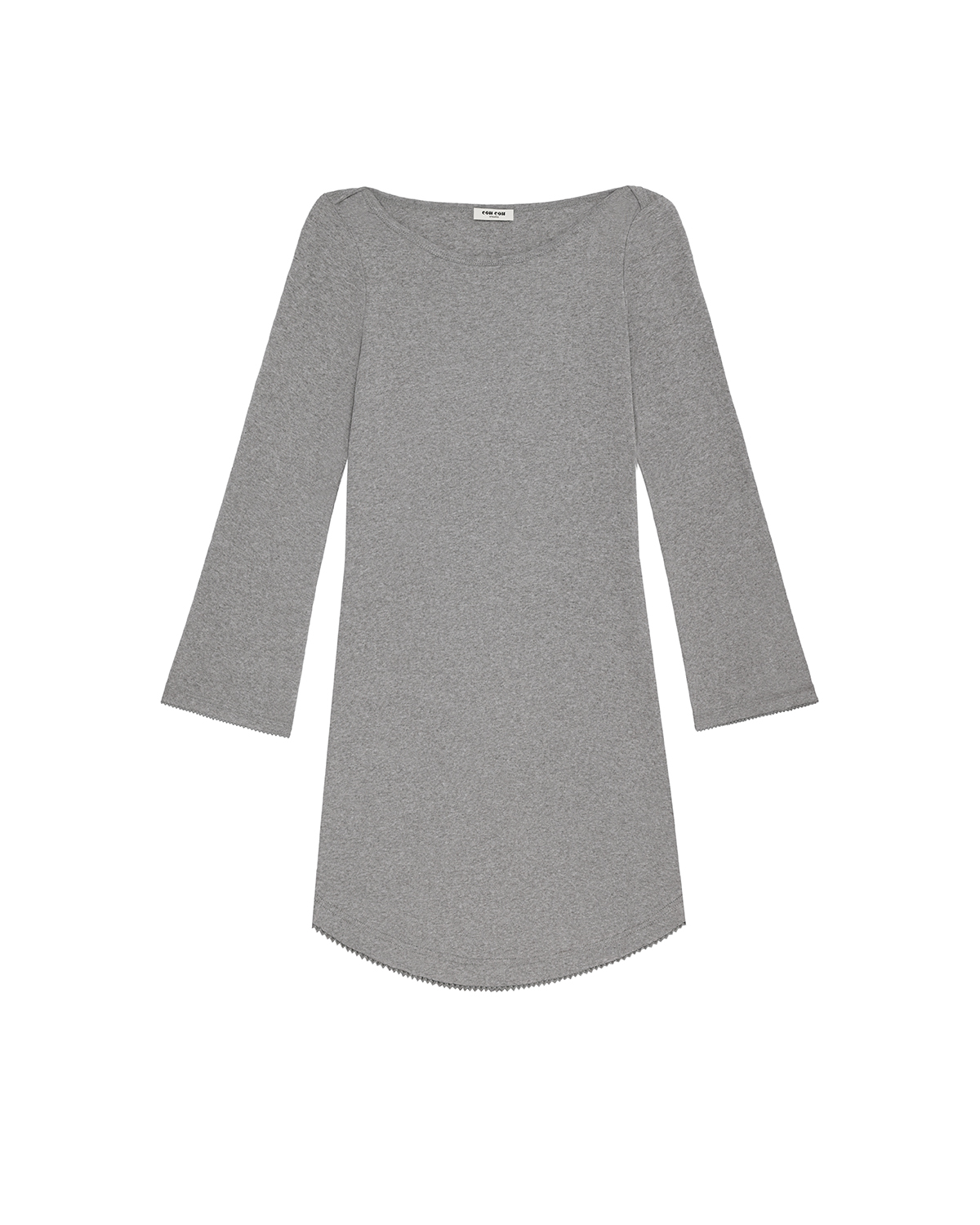 Gray dress with 3/4 sleeves on a white background