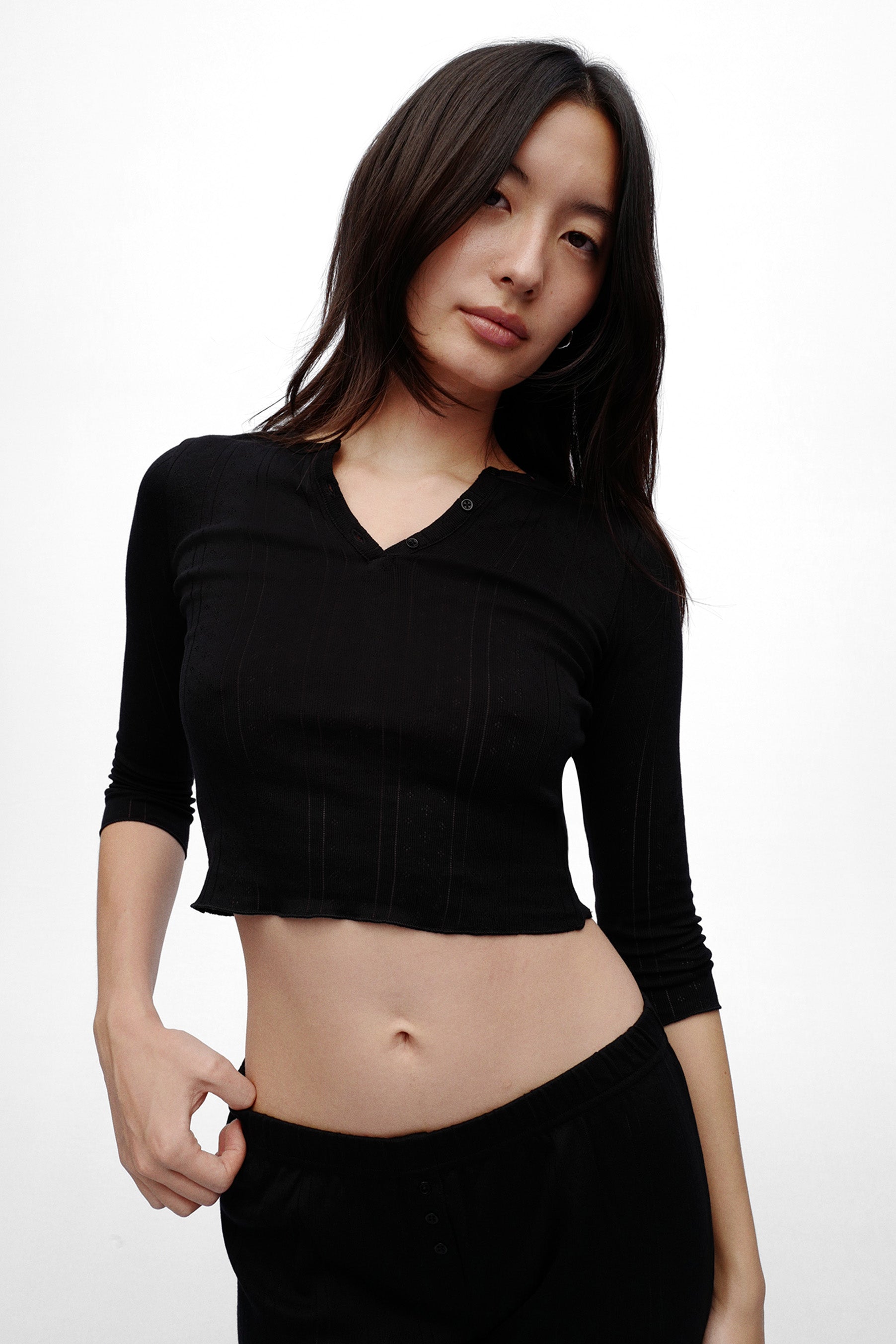 The Baby Henley: Black Pointelle – Cou Cou Intimates