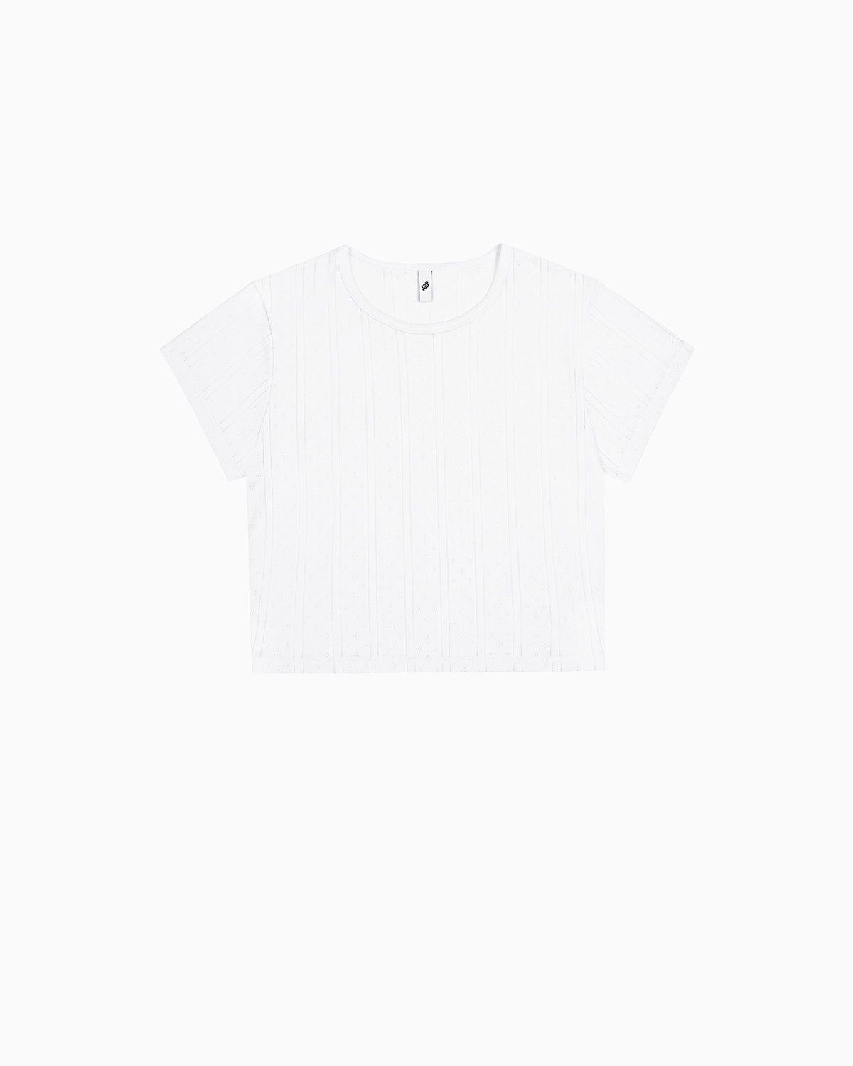 The Crop Baby Tee: White Pointelle