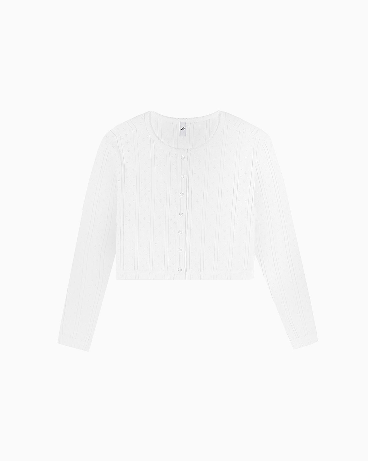 The Crop Cardi: White Pointelle