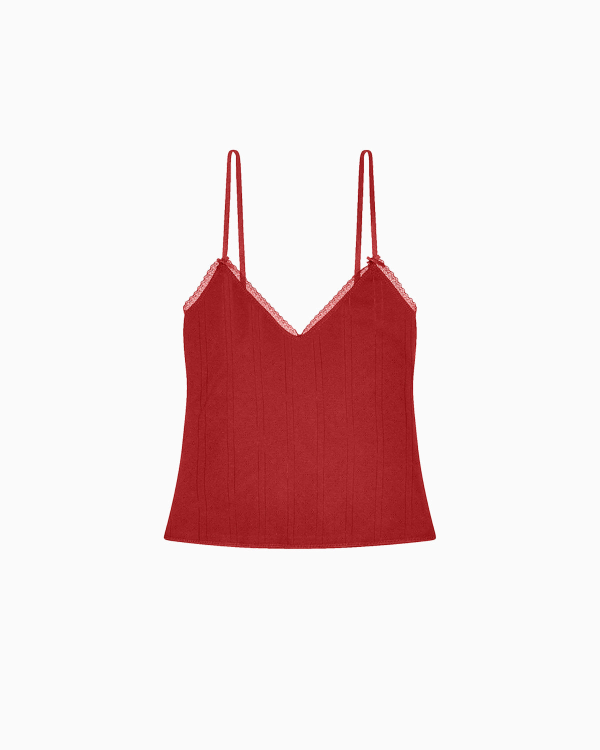 Long Cami Cherry Red Pointelle