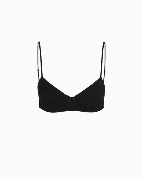 coucou intimates ブラジャー XS The Petite Bra: Black Cotton Jersey – Cou Cou Intimates