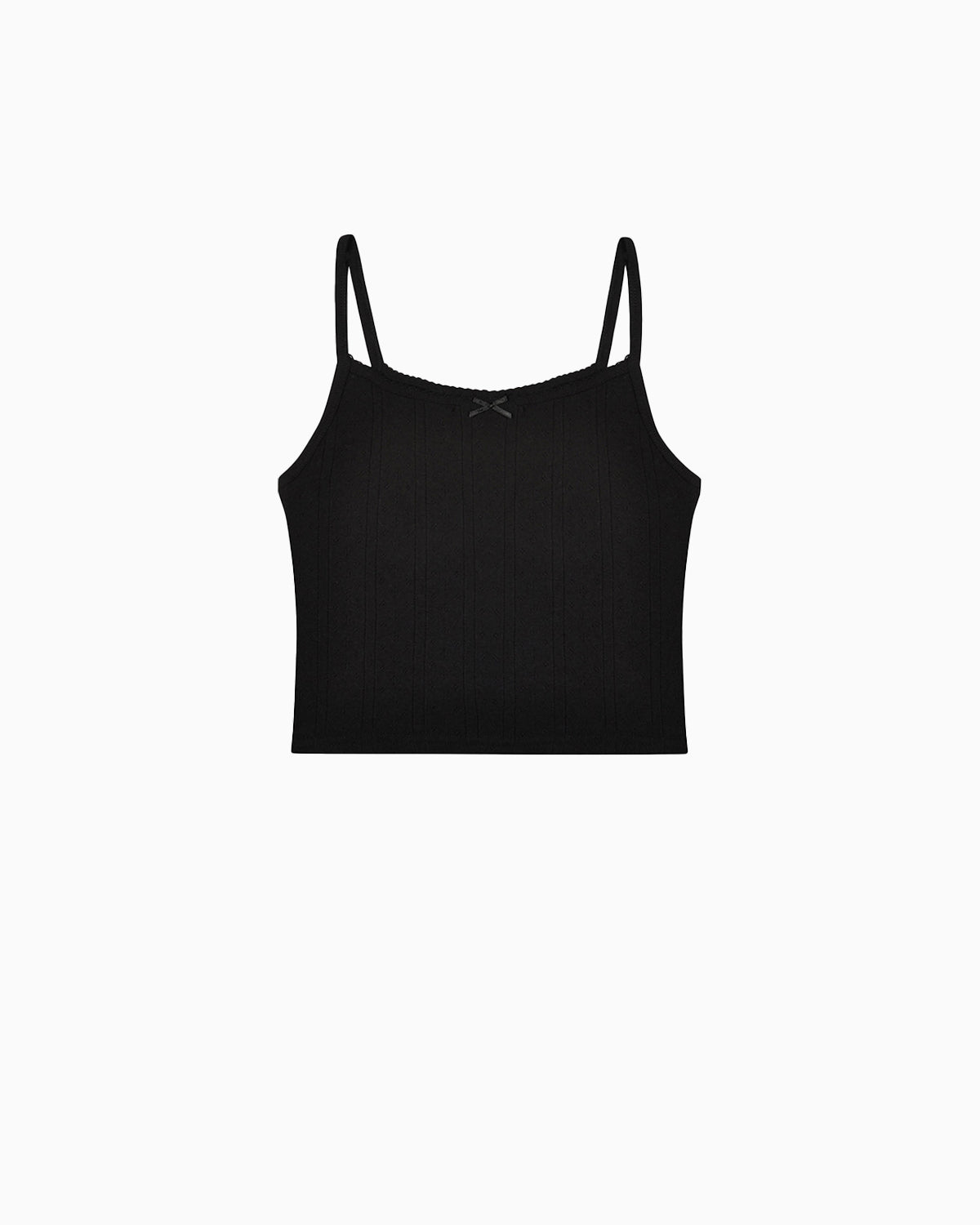 The Crop Picot Tank: Black Pointelle