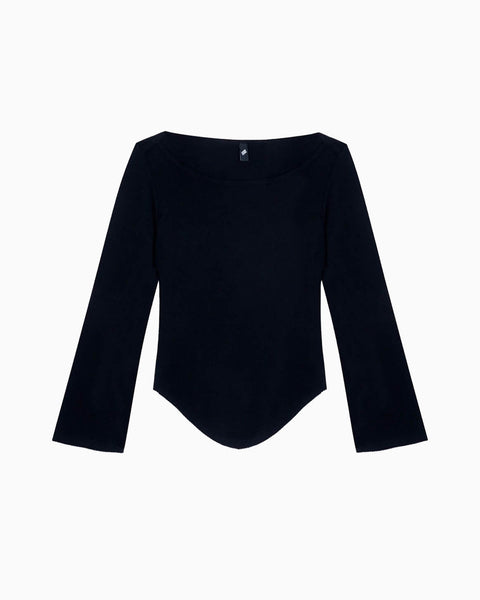 The Rina Long Sleeve: Black Cotton Jersey – Cou Cou Intimates