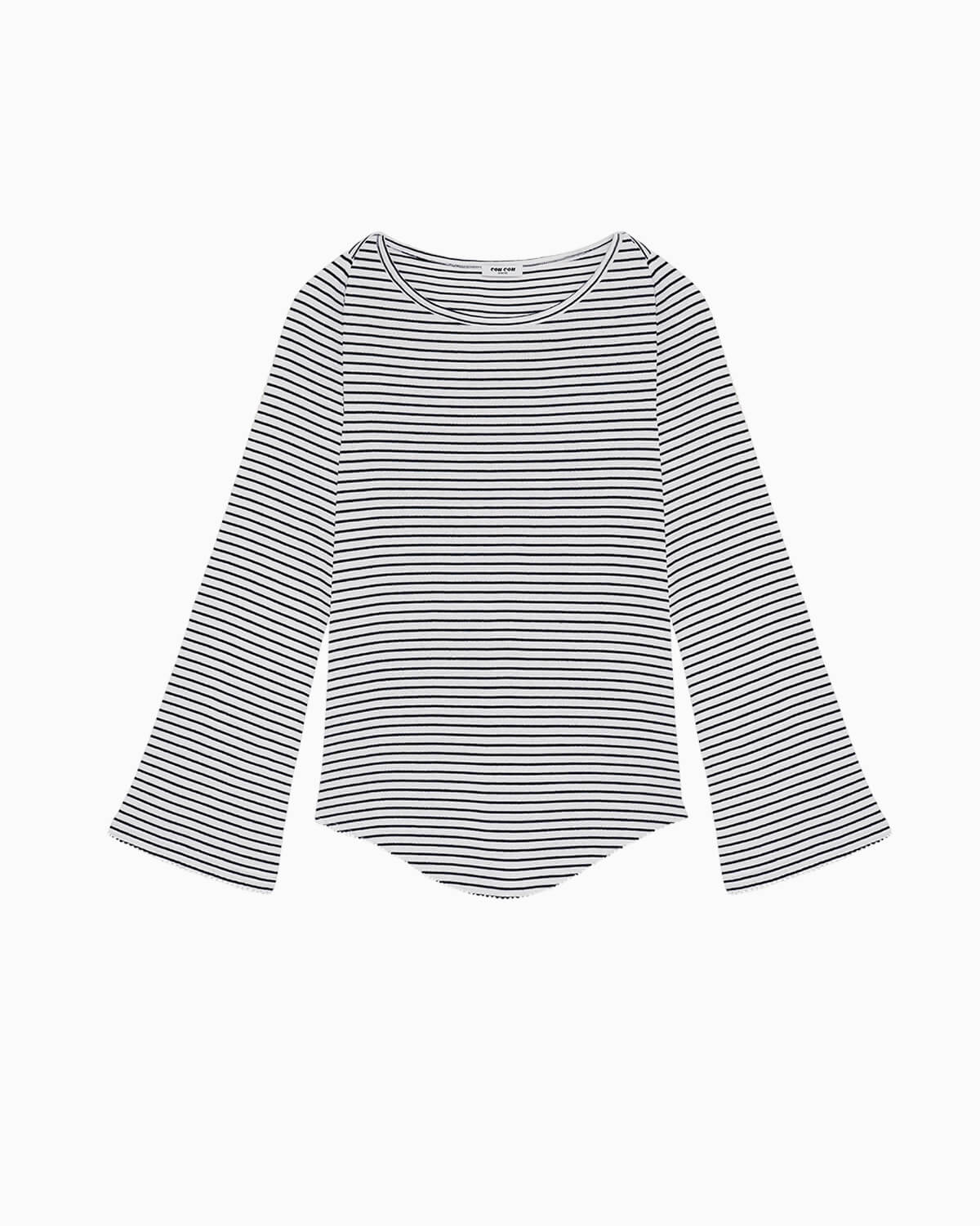 Rina Long Sleeve French Stripe Cotton Jersey