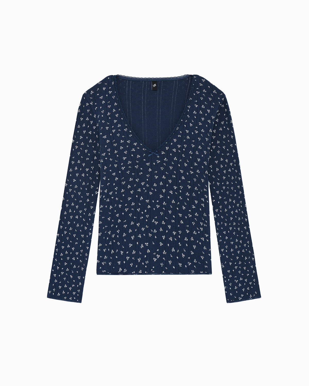Scoop Long Sleeve Midnight Fields Pointelle