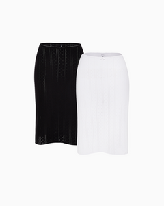 The Slip Skirt: 2-Pack Black & White Pointelle