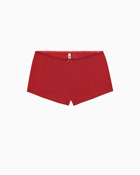 The Teeny Tiny Short: Cherry Red Pointelle – Cou Cou Intimates
