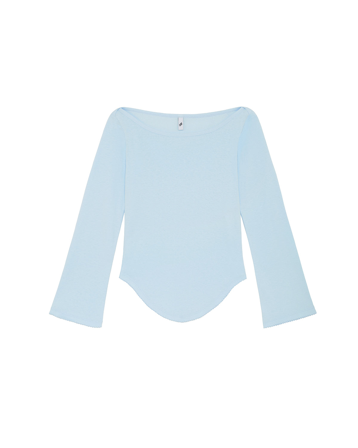 Light blue long-sleeve top on a white background
